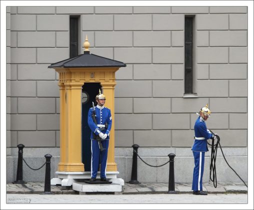 Часовые перед Стокгольмским королевским дворцом Kungliga slottet.