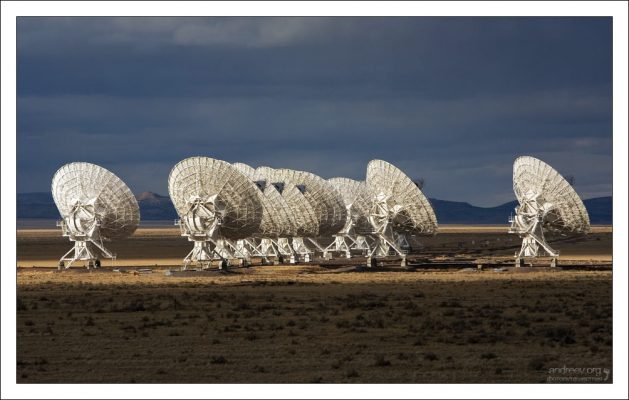 Все 27 тарелок располагаются на рельсах в определенных конфигурациях.