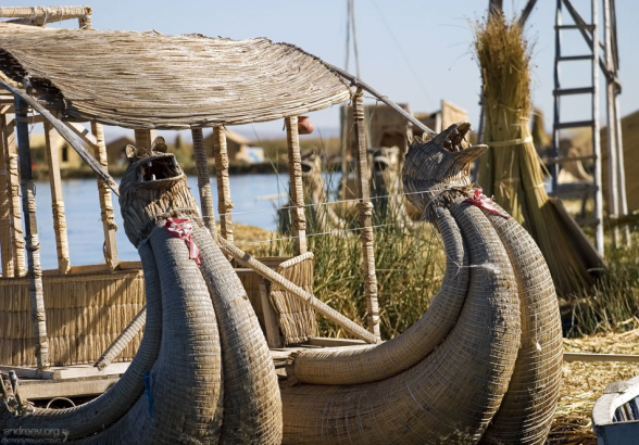 Носы тростниковых лодок.