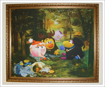 Нюша, Лосяш, Карыч и Совунья в образе героев картины "Завтрак на траве" Э. Мане. Студия компьютерной анимации “Петербург".