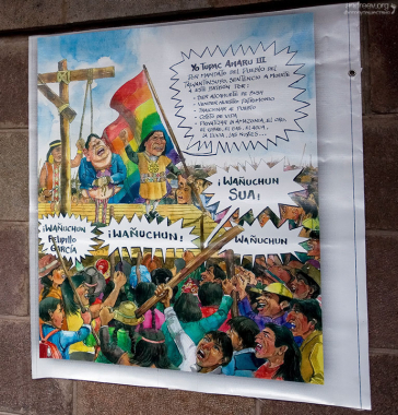 Карикатура, где вешают президента Перу.