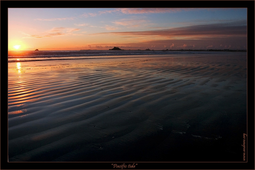 “Отлив на Тихом” Успокоившийся к вечеру Тихий океан в районе деревушки Crescent City. В такое время по отливу можно бродить долго-долго, пугая крабиков, и смотреть как собственные следы постепенно заполняются водой…