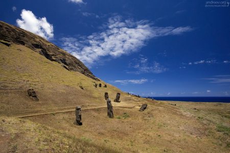 Склон карьера Rano Raraku.
