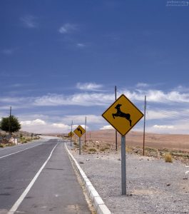 Конец асфальта в деревне Toconao.