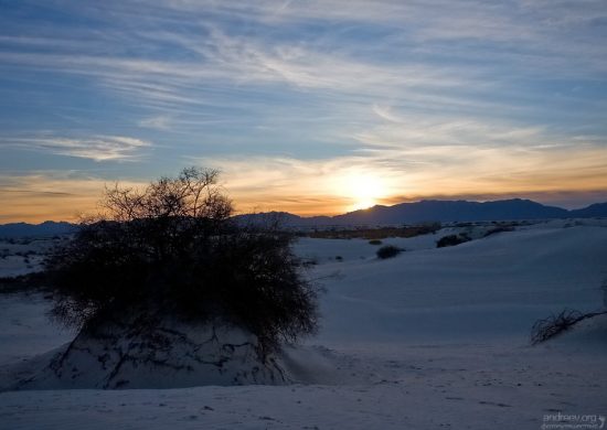 Закат над горами San Andres Mountains.