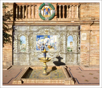 Изразцы азулежу, используемые в оформлении Площади Испании.