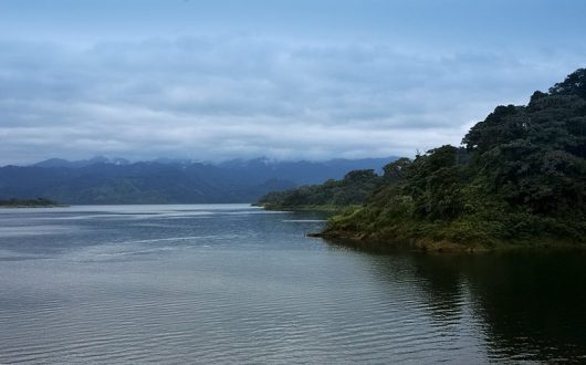 Утренний туман над озером Аренал.