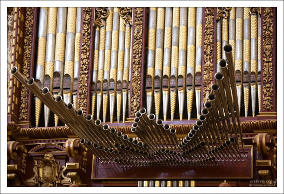Массивный орган, занимающий целую стену.