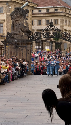 Чеканя каждый шаг, гвардейцы вступают в Град.