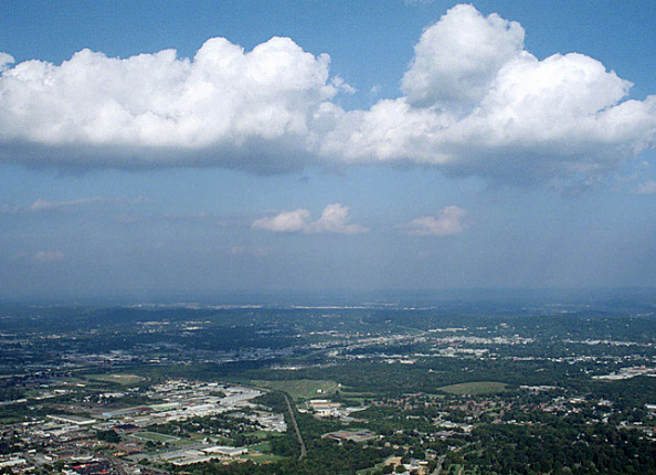 Панорама Чаттануги с вершины Lookout Mountain. Сентябрь, 2001 год.