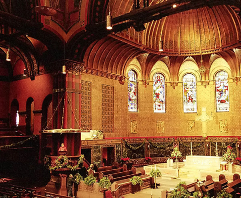 Trinity Church. Подготовка к Рождественской службе. Бостон. Декабрь, 2001 год.