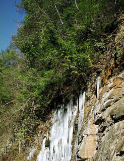 Зима в парке, солнечная сторона гор.