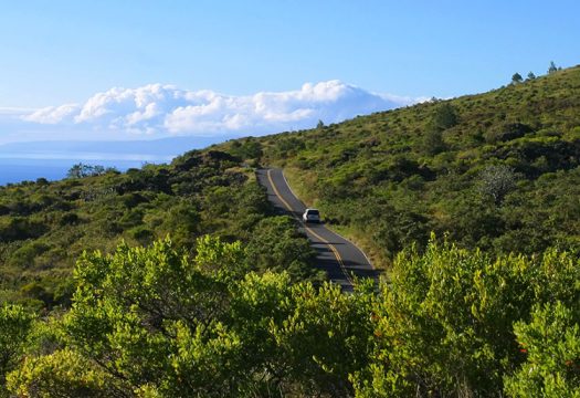 Узкое полотно дороги с подветренной стороны вулкана Халеакала.