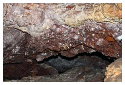 Лезвия кальцита, выступающие из стен пещеры.