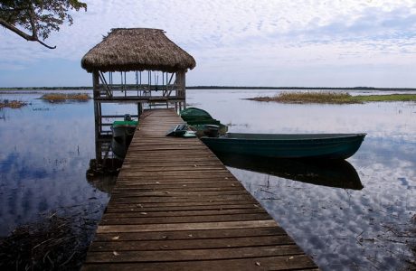 Моторка у причала в заповеднике Crooked Tree.