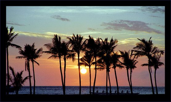 Пальмовый закат. Пляж 'Anaeho'omalu.