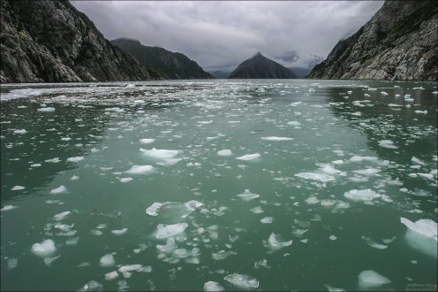 Зеленая северо-западная лагуна и льдины.