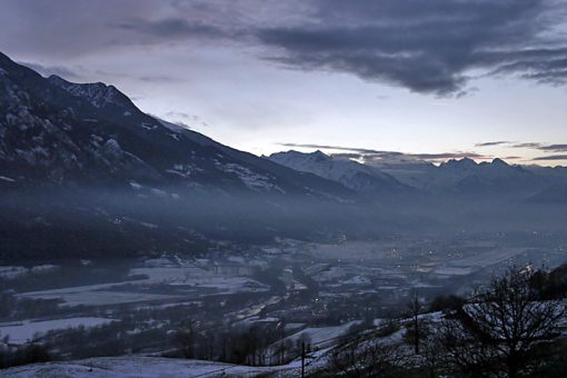 Огни долины Аоста в новогодний вечер.