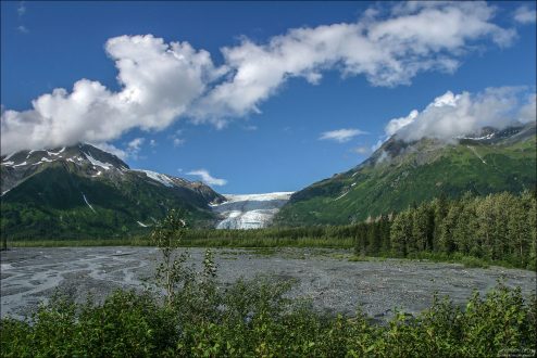 Дорога к леднику Exit Glacier.
