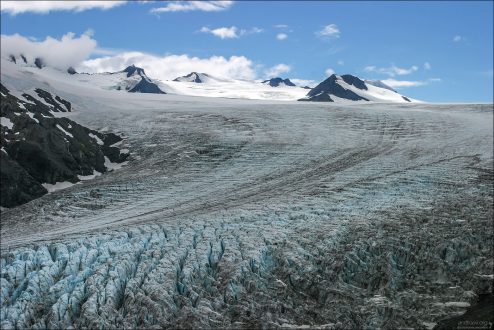 Начало ледового поля Harding Ice field.