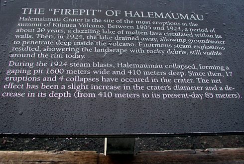 История кратера Halema'uma'u. Hawai'i Volcanoes National Park.