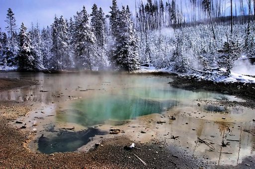 Изумрудный родник (Emerald spring) в самом начале бассейна Норриса.