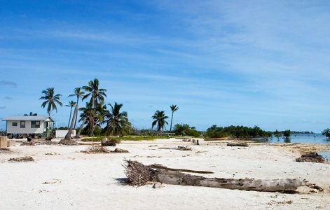 Северная часть острова существенно размыта наводнениями. Атолл Turneffe.