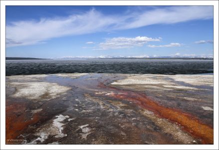 Наплывы гейзерита в бассейне West Thumb.