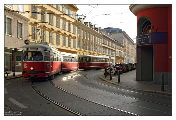 Венский трамвай на кольце Ringstrasse.