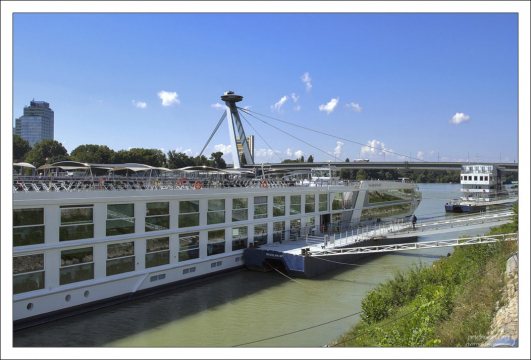Дунай и мост НЛО на заднем плане.