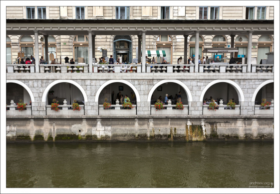 Известный на всю страну ресторан морской кухни - "Ribca" на набережной Любляницы.