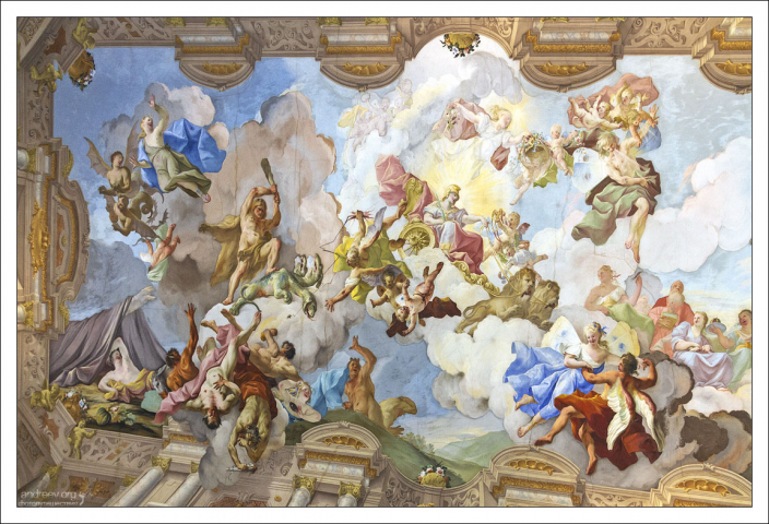 Фреска на потолке Мраморного зал (Пауль Трогер, 1731 год).