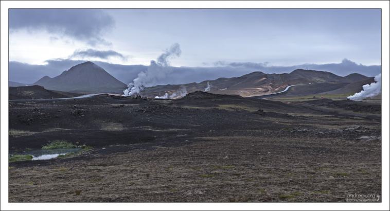 Работа геотермальной электростанции в кальдере Krafla.