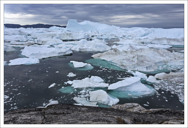 Огромные льдины толкутся у самого берега.