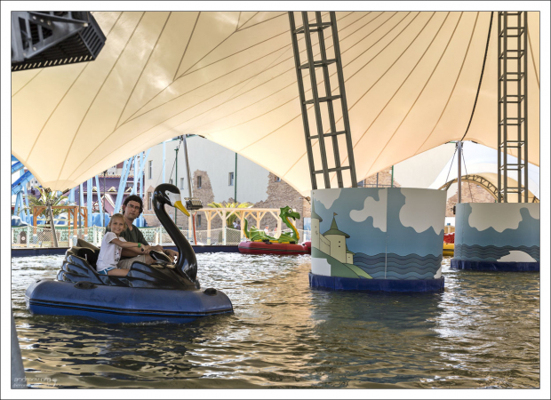 Катание по воде на лебедях и драконах в Сочи-парке.