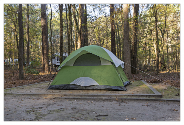 Кемпинг на берегу озера Caddo Lake.