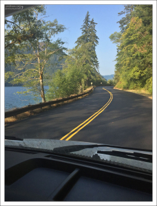 Дорога вдоль побережья реки Hoh River на полуострове Олимпик (штат Вашингтон).