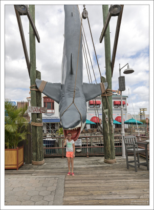 Саша и акула из фильма "Челюсти".