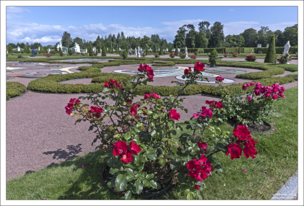 Нижний сад перед Большим Меньшиковским дворцом в Ораниенбауме.