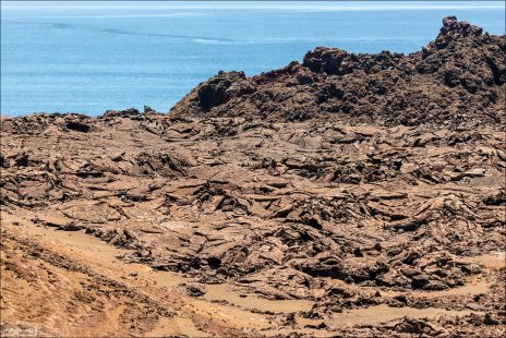 Поле битой лавы ʻaʻā, раскрошенной, словно гигантское печенье. Визуальные признаки: крупные, острые фрагменты, неровная, «рваная» текстура. Ходить по ней опасно.
Потоки pāhoehoe и ʻaʻā — разные режимы одного и того же извержения. Одна и та же лава может начинаться как pāhoehoe, а затем, остывая, переходить в ʻaʻā.