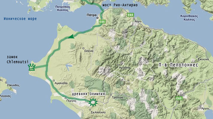 Карта п-ва Пелопоннес